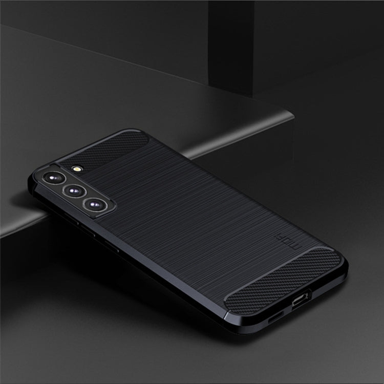For Samsung Galaxy S22 5G MOFI Gentleness Series Brushed Texture Carbon Fiber Soft TPU Case(Blue)