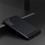 For Samsung Galaxy S22 5G MOFI Gentleness Series Brushed Texture Carbon Fiber Soft TPU Case(Blue)