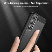 For Samsung Galaxy S22 5G MOFI Gentleness Series Brushed Texture Carbon Fiber Soft TPU Case(Blue)