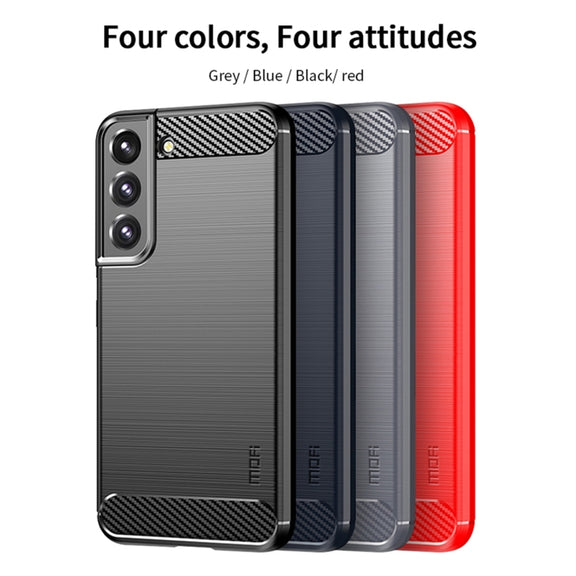 For Samsung Galaxy S22 5G MOFI Gentleness Series Brushed Texture Carbon Fiber Soft TPU Case(Blue)