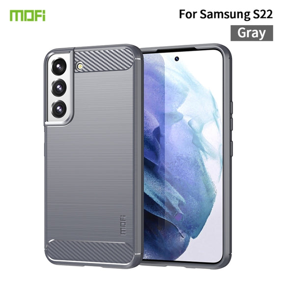 For Samsung Galaxy S22 5G MOFI Gentleness Series Brushed Texture Carbon Fiber Soft TPU Case(Gray)