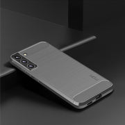 For Samsung Galaxy S22 5G MOFI Gentleness Series Brushed Texture Carbon Fiber Soft TPU Case(Gray)