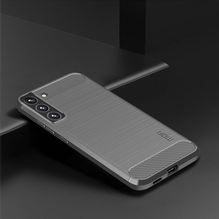 For Samsung Galaxy S22 5G MOFI Gentleness Series Brushed Texture Carbon Fiber Soft TPU Case(Gray)