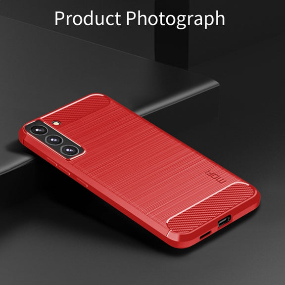 For Samsung Galaxy S22 5G MOFI Gentleness Series Brushed Texture Carbon Fiber Soft TPU Case(Red)