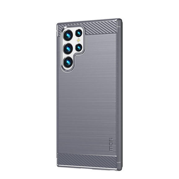 For Samsung Galaxy S22 Ultra 5G MOFI Gentleness Series Brushed Texture Carbon Fiber Soft TPU Case(Gray)