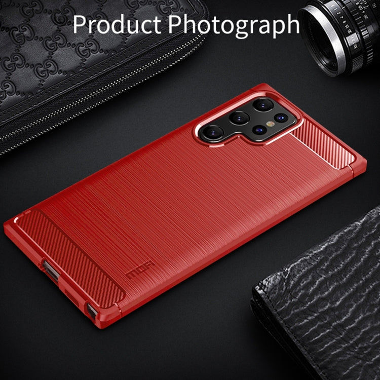 For Samsung Galaxy S22 Ultra 5G MOFI Gentleness Series Brushed Texture Carbon Fiber Soft TPU Case(Red)
