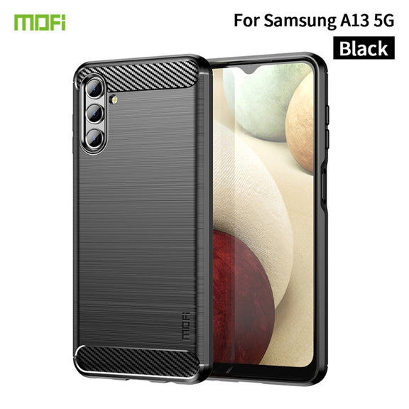 For Samsung Galaxy A13 5G MOFI Gentleness Series Brushed Texture Carbon Fiber Soft TPU Case(Black)