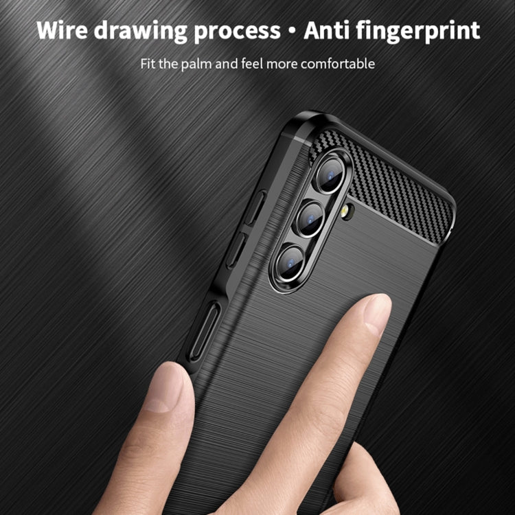 For Samsung Galaxy A13 5G MOFI Gentleness Series Brushed Texture Carbon Fiber Soft TPU Case(Blue)