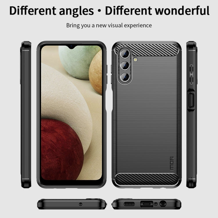 For Samsung Galaxy A13 5G MOFI Gentleness Series Brushed Texture Carbon Fiber Soft TPU Case(Blue)