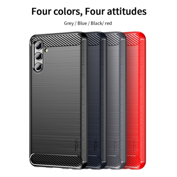 For Samsung Galaxy A13 5G MOFI Gentleness Series Brushed Texture Carbon Fiber Soft TPU Case(Blue)