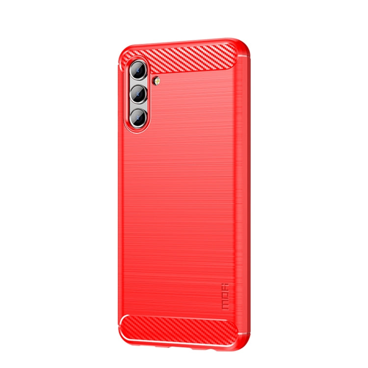 For Samsung Galaxy A13 5G MOFI Gentleness Series Brushed Texture Carbon Fiber Soft TPU Case(Red)
