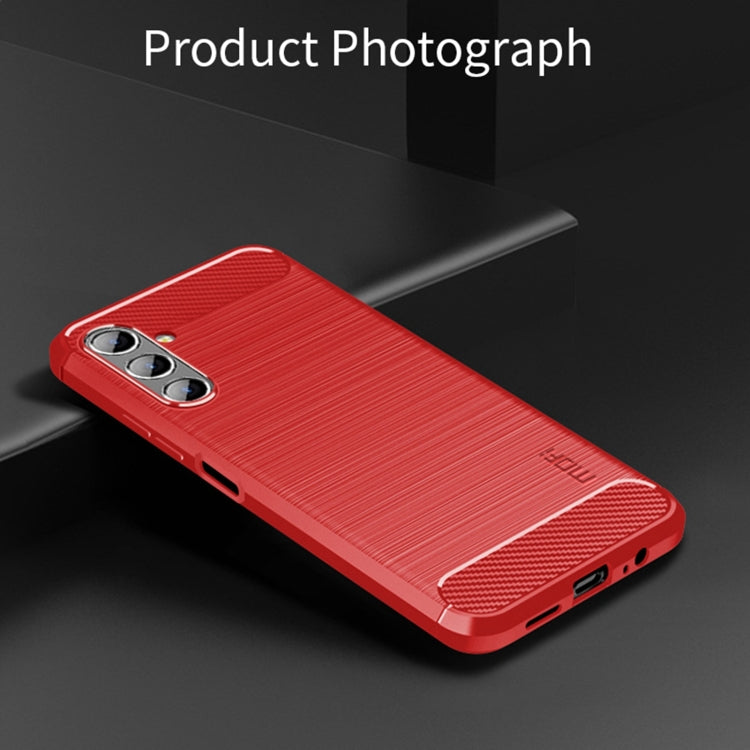 For Samsung Galaxy A13 5G MOFI Gentleness Series Brushed Texture Carbon Fiber Soft TPU Case(Red)