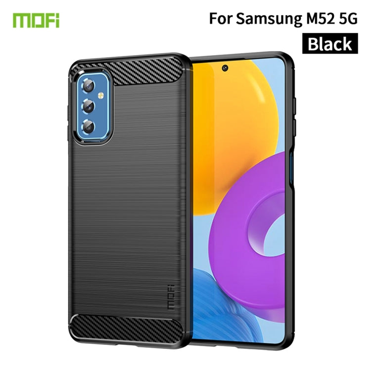 For Samsung Galaxy M52 5G MOFI Gentleness Series Brushed Texture Carbon Fiber Soft TPU Case(Black)