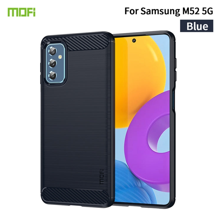 For Samsung Galaxy M52 5G MOFI Gentleness Series Brushed Texture Carbon Fiber Soft TPU Case(Blue)