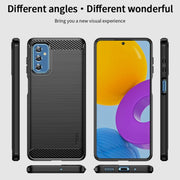 For Samsung Galaxy M52 5G MOFI Gentleness Series Brushed Texture Carbon Fiber Soft TPU Case(Blue)
