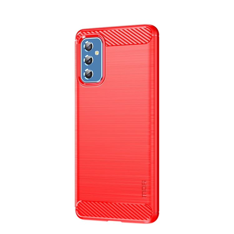 For Samsung Galaxy M52 5G MOFI Gentleness Series Brushed Texture Carbon Fiber Soft TPU Case(Red)