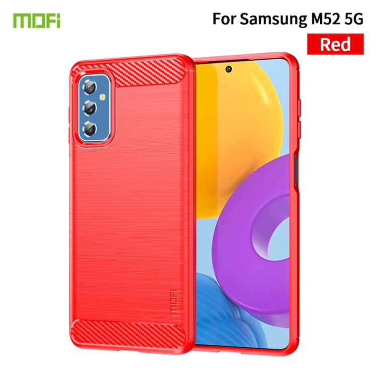 For Samsung Galaxy M52 5G MOFI Gentleness Series Brushed Texture Carbon Fiber Soft TPU Case(Red)