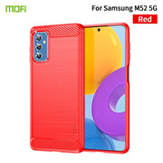 For Samsung Galaxy M52 5G MOFI Gentleness Series Brushed Texture Carbon Fiber Soft TPU Case(Red)