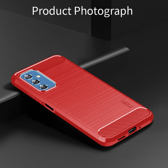 For Samsung Galaxy M52 5G MOFI Gentleness Series Brushed Texture Carbon Fiber Soft TPU Case(Red)