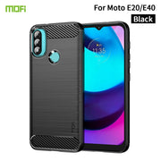 For Motorola Moto E20 / E30 / E40 MOFI Gentleness Series Brushed Texture Carbon Fiber Soft TPU Case(Black)