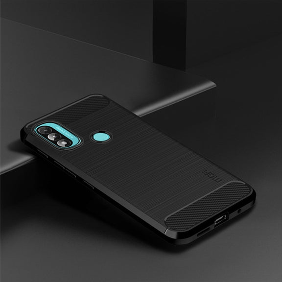 For Motorola Moto E20 / E30 / E40 MOFI Gentleness Series Brushed Texture Carbon Fiber Soft TPU Case(Black)
