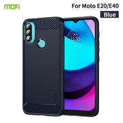 For Motorola Moto E20 / E30 / E40 MOFI Gentleness Series Brushed Texture Carbon Fiber Soft TPU Case(Blue)