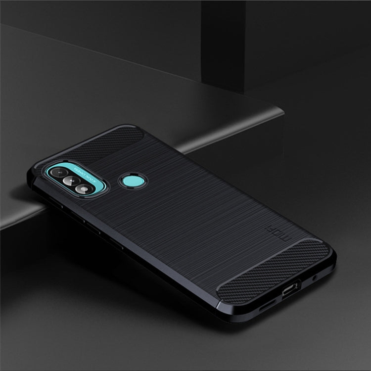 For Motorola Moto E20 / E30 / E40 MOFI Gentleness Series Brushed Texture Carbon Fiber Soft TPU Case(Blue)