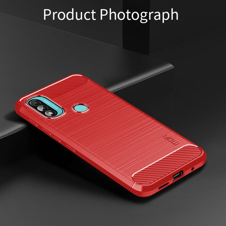For Motorola Moto E20 / E30 / E40 MOFI Gentleness Series Brushed Texture Carbon Fiber Soft TPU Case(Red)