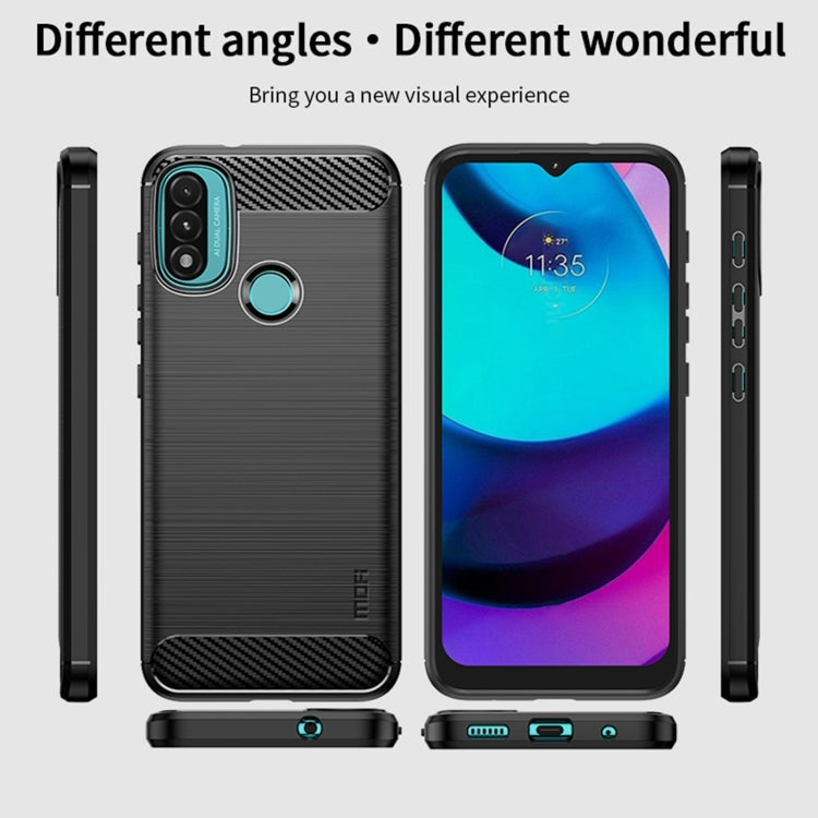 For Motorola Moto E20 / E30 / E40 MOFI Gentleness Series Brushed Texture Carbon Fiber Soft TPU Case(Red)