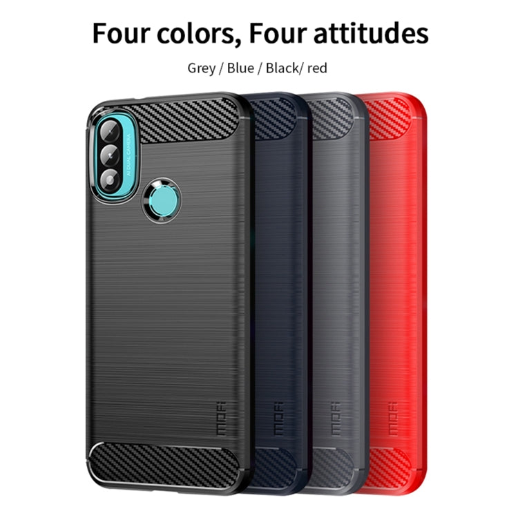 For Motorola Moto E20 / E30 / E40 MOFI Gentleness Series Brushed Texture Carbon Fiber Soft TPU Case(Red)