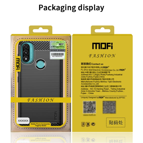 For Motorola Moto E20 / E30 / E40 MOFI Gentleness Series Brushed Texture Carbon Fiber Soft TPU Case(Black)