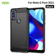 For Motorola Moto G Pure 2021 MOFI Gentleness Series Brushed Texture Carbon Fiber Soft TPU Case(Black)
