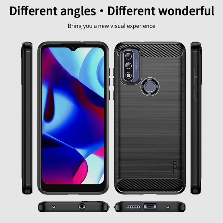 For Motorola Moto G Pure 2021 MOFI Gentleness Series Brushed Texture Carbon Fiber Soft TPU Case(Black)