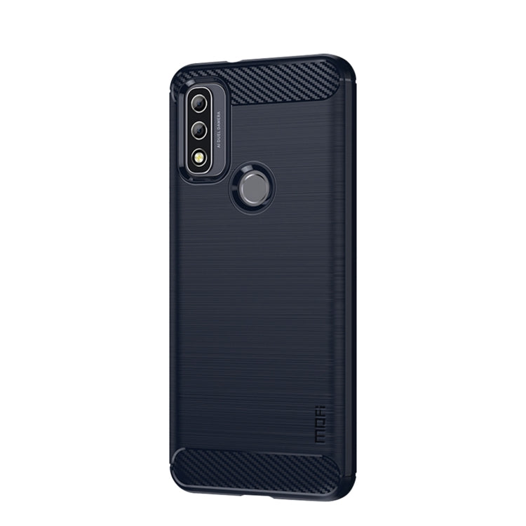 For Motorola Moto G Pure 2021 MOFI Gentleness Series Brushed Texture Carbon Fiber Soft TPU Case(Blue)