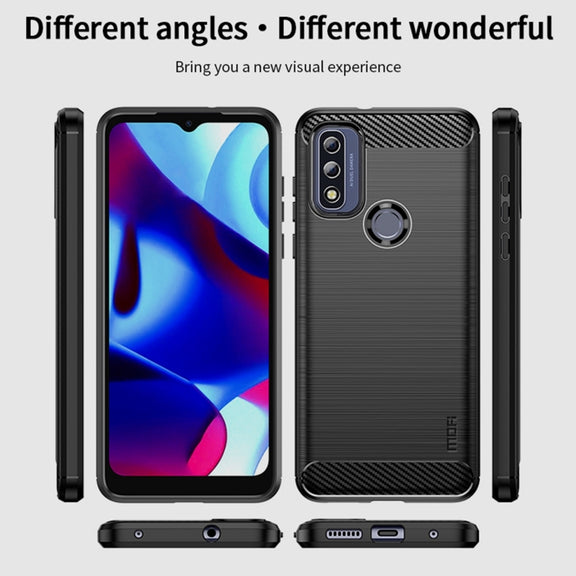 For Motorola Moto G Pure 2021 MOFI Gentleness Series Brushed Texture Carbon Fiber Soft TPU Case(Blue)