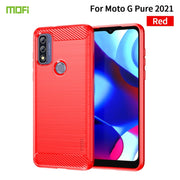 For Motorola Moto G Pure 2021 MOFI Gentleness Series Brushed Texture Carbon Fiber Soft TPU Case(Red)