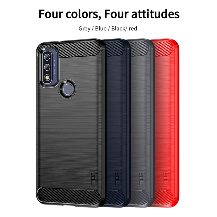 For Motorola Moto G Pure 2021 MOFI Gentleness Series Brushed Texture Carbon Fiber Soft TPU Case(Red)