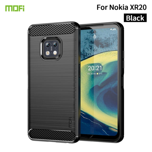 For Nokia XR20 MOFI Gentleness Series Brushed Texture Carbon Fiber Soft TPU Case(Black)