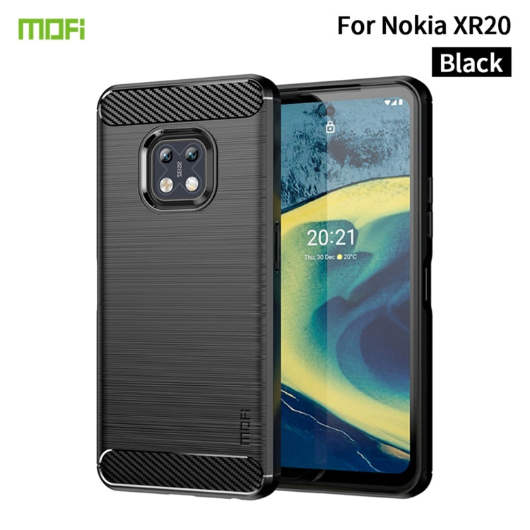 For Nokia XR20 MOFI Gentleness Series Brushed Texture Carbon Fiber Soft TPU Case(Black)