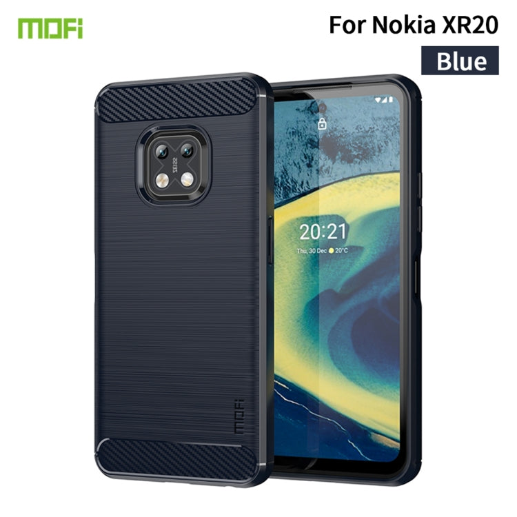 For Nokia XR20 MOFI Gentleness Series Brushed Texture Carbon Fiber Soft TPU Case(Blue)