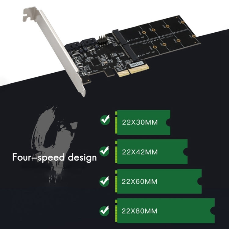 SATA3.0 PCIE3.0 to 2-port M.2 (B-KEY) Adapter Card