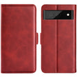 For Google Pixel 6a Dual-side Magnetic Buckle Leather Phone Case(Red) - Google Cases by PMC TechLife | Online Shopping South Africa | PMC TechLife | Buy Now Pay Later Mobicred