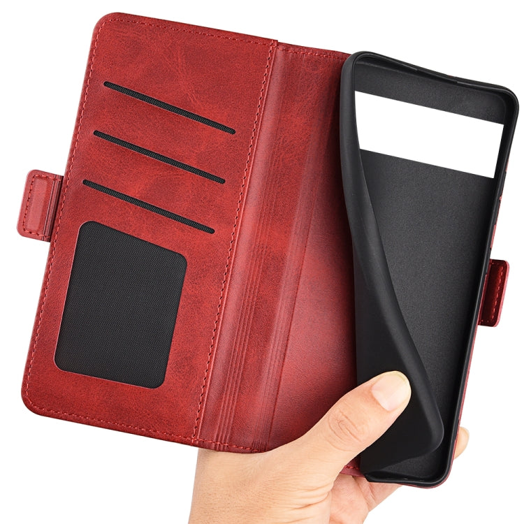 For Google Pixel 6a Dual-side Magnetic Buckle Leather Phone Case(Red)