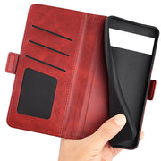 For Google Pixel 6a Dual-side Magnetic Buckle Leather Phone Case(Red)