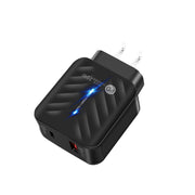 PD03 20W Type-C + QC3.0 USB Charger with Indicator Light, US Plug(Black)