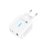 PD03 20W Type-C + QC3.0 USB Charger with Indicator Light, EU Plug(White)