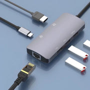 UC910 6-in-1 Type-C to HD+PD3.0+RJ45+USB3.0+USB2.0 x 2 Hub Adapter