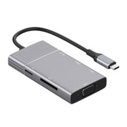 8 in 1 Type-C to HDMI + Type-C + USB x 2 + VGA + SD + TF + 3.5mm HUB Adapter