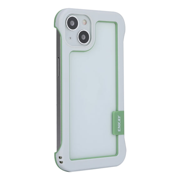 For iPhone 13 ENKAY Frameless Hollow Shockproof PC Case(White)