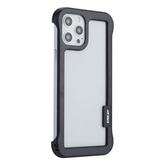 For iPhone 12 / 12 Pro ENKAY Frameless Hollow Shockproof PC Case(Black)